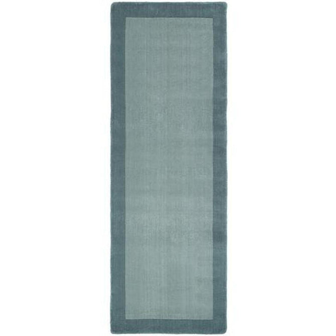 Borders Modern Plain Contrast Border Hand-Woven Wool Duck Egg Blue/Teal Blue Rug-Origins-Rug Love - The Most Loved Rug Store
