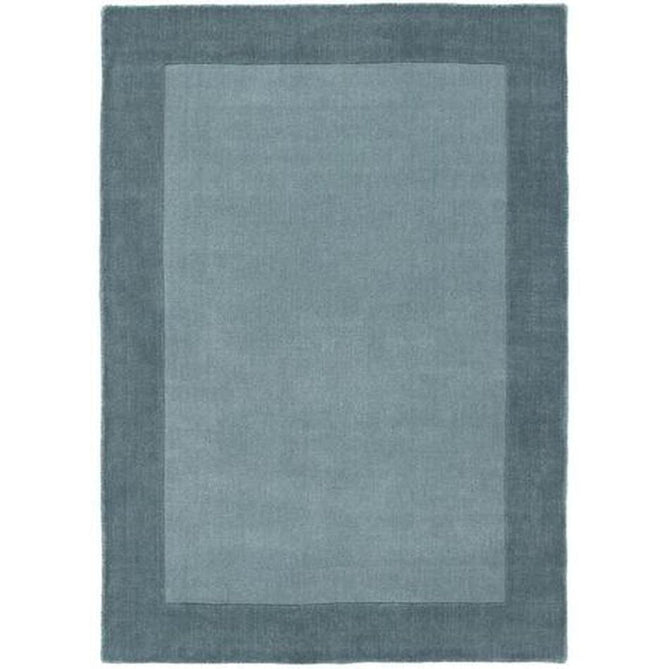 Borders Modern Plain Contrast Border Hand-Woven Wool Duck Egg Blue/Teal Blue Rug-Origins-Rug Love - The Most Loved Rug Store