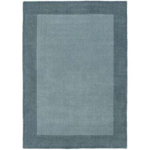 On Sale Borders Modern Plain Contrast Border Hand-Woven Wool Duck Egg ...