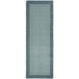 Borders Modern Plain Contrast Border Hand-Woven Wool Duck Egg Blue/Teal Blue Runner