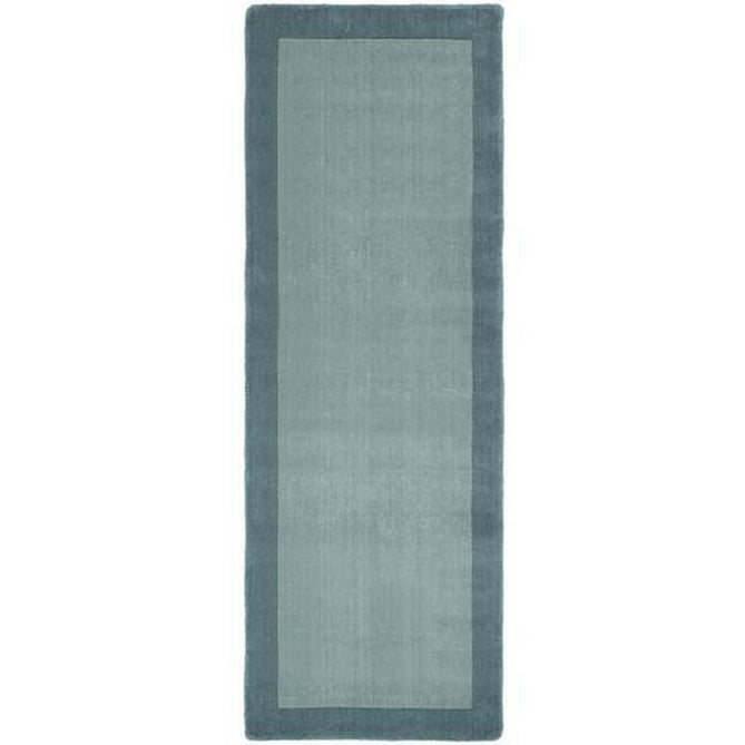 Borders Modern Plain Contrast Border Hand-Woven Wool Duck Egg Runner-Origins-Rug Love - The Most Loved Rug Store