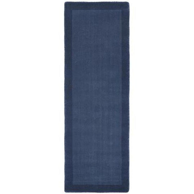 Borders Modern Plain Contrast Border Hand-Woven Wool Mid Navy Blue/Deep Midnight Blue Rug-Origins-Rug Love - The Most Loved Rug Store