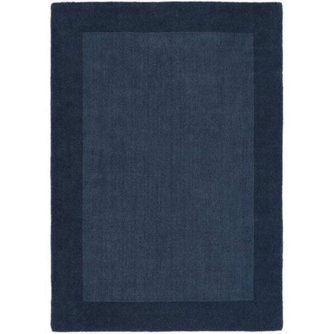 Borders Modern Plain Contrast Border Hand-Woven Wool Mid Navy Blue/Deep Midnight Blue Rug-Origins-Rug Love - The Most Loved Rug Store