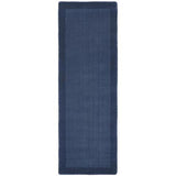 Borders Modern Plain Contrast Border Hand-Woven Wool Mid Navy Blue/Deep Midnight Blue Runner