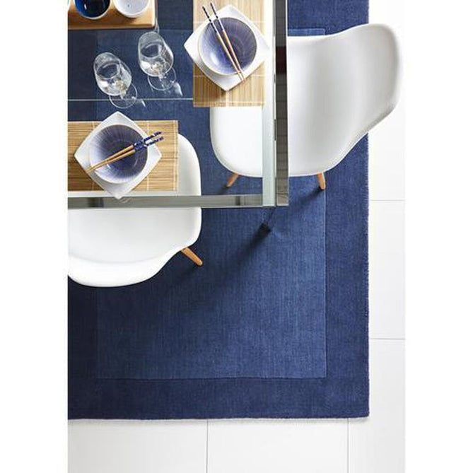 Borders Modern Plain Contrast Border Hand-Woven Wool Navy Rug-Origins-Rug Love - The Most Loved Rug Store