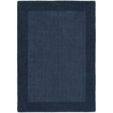 Borders Modern Plain Contrast Border Hand-Woven Wool Navy Rug