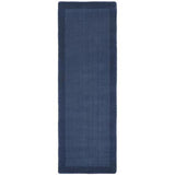 Borders Modern Plain Contrast Border Hand-Woven Wool Navy Runner