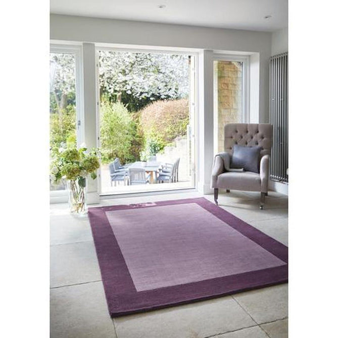 Borders Modern Plain Contrast Border Hand-Woven Wool Soft Mauve/Plum Purple Rug-Origins-Rug Love - The Most Loved Rug Store