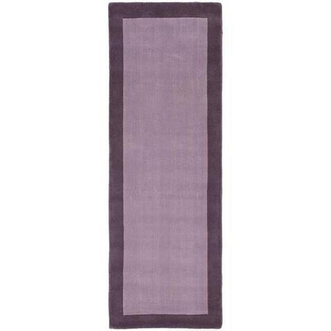 Borders Modern Plain Contrast Border Hand-Woven Wool Soft Mauve/Plum Purple Rug-Origins-Rug Love - The Most Loved Rug Store