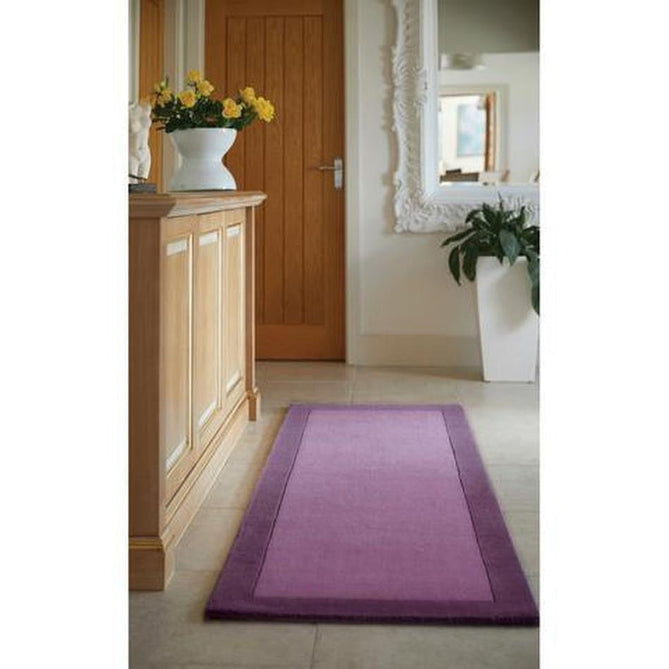 Borders Modern Plain Contrast Border Hand-Woven Wool Soft Mauve/Plum Purple Rug-Origins-Rug Love - The Most Loved Rug Store