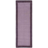 Borders Modern Plain Contrast Border Hand-Woven Wool Soft Mauve/Plum Purple Runner