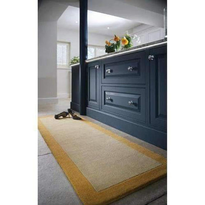 Borders Modern Plain Contrast Border Hand-Woven Wool Warm Golden Beige/Golden Ochre Rug-Origins-Rug Love - The Most Loved Rug Store