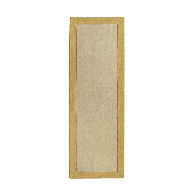 Borders Modern Plain Contrast Border Hand-Woven Wool Warm Golden Beige/Golden Ochre Runner-Origins-Rug Love - The Most Loved Rug Store