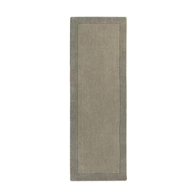 Borders Modern Plain Contrast Border Hand-Woven Wool Warm Taupe/Stone Grey Runner-Origins-Rug Love - The Most Loved Rug Store