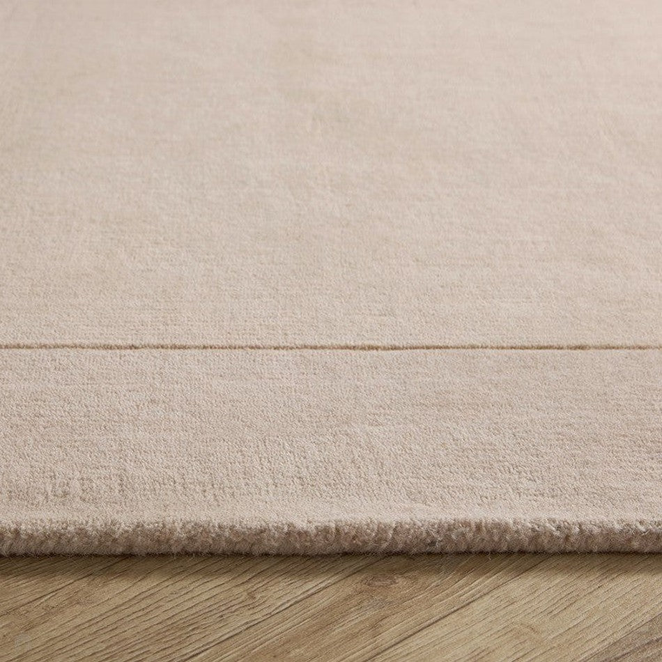 Natural Beige Texture Rug On Sale Borders Modern Plain Contrast Border Textured Hand-Woven Wool ...