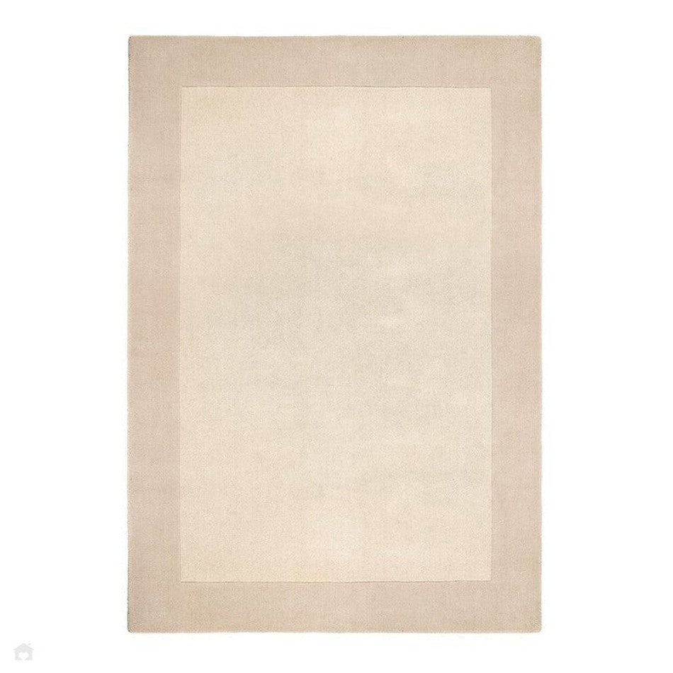 Beige Border Rug On Sale Borders Modern Plain Contrast Border Textured Hand-Woven Wool ...