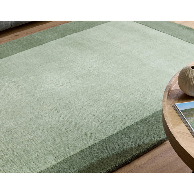 Borders Modern Plain Contrast Border Textured Hand-Woven Wool Sage Green Rug-Origins-Rug Love - The Most Loved Rug Store
