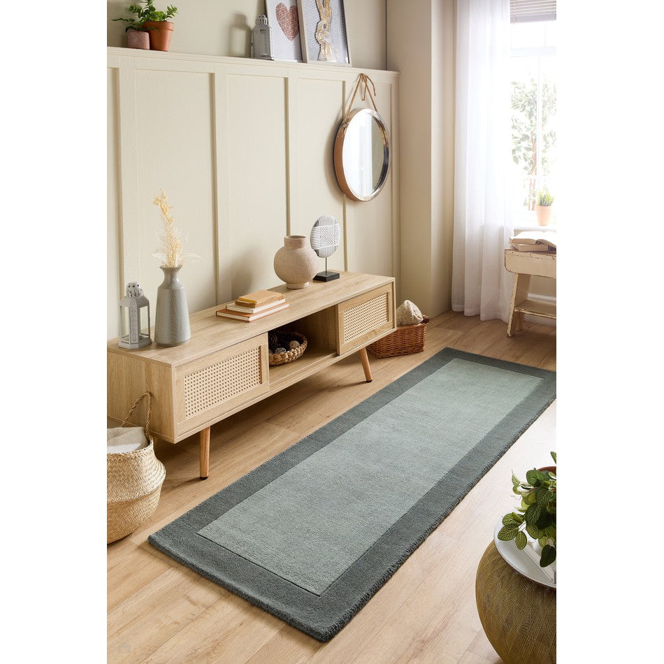 On Sale Borders Modern Plain Contrast Border Textured Hand-Woven Wool ...