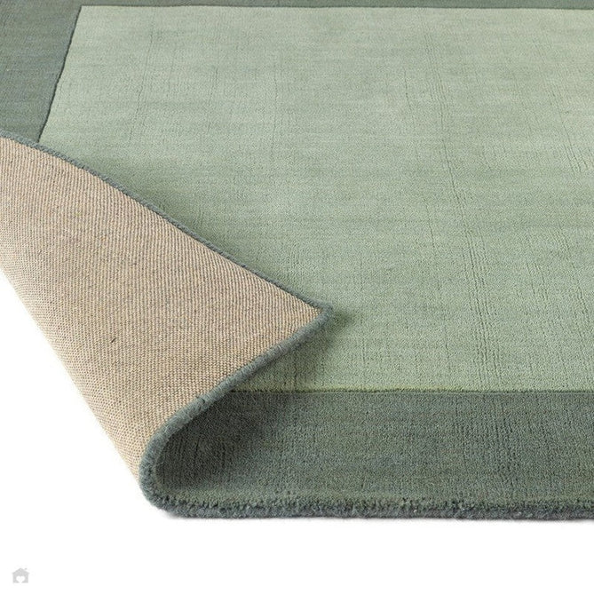 Borders Modern Plain Contrast Border Textured Hand-Woven Wool Soft Sage Green/Olive Green Rug-Origins-Rug Love - The Most Loved Rug Store
