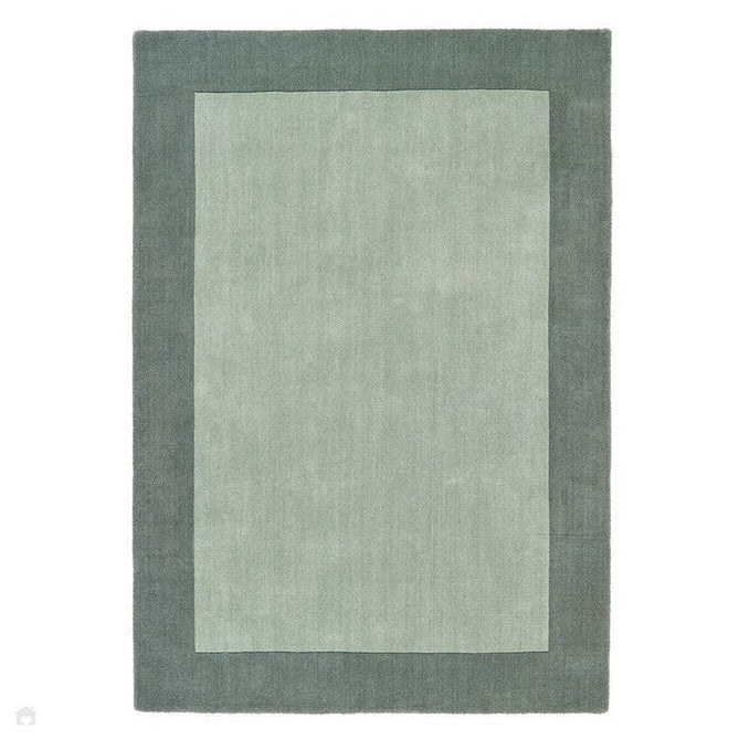 Borders Modern Plain Contrast Border Textured Hand-Woven Wool Soft Sage Green/Olive Green Rug-Origins-Rug Love - The Most Loved Rug Store