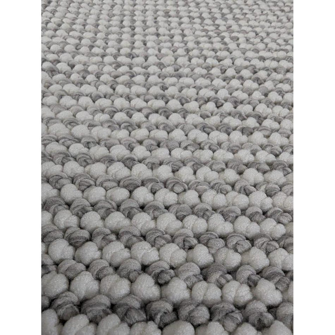 Boucle E6404 Modern Plain Textured Beaded Boucle Pile Soft-Touch Polyester Flatweave White/Grey Rug-Think Rugs-Rug Love - The Most Loved Rug Store