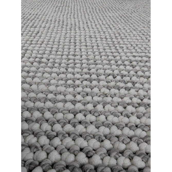 Boucle E6404 Modern Plain Textured Beaded Boucle Pile Soft-Touch Polyester Flatweave White/Grey Rug-Think Rugs-Rug Love - The Most Loved Rug Store