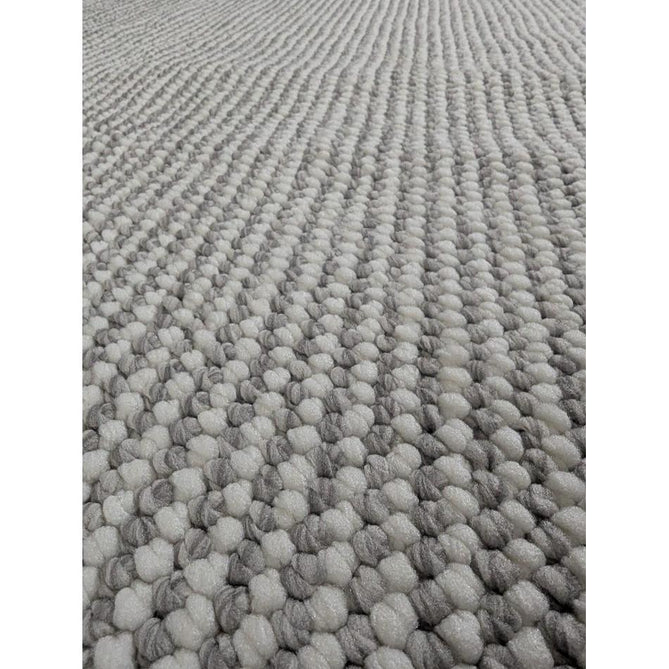Boucle E6404 Modern Plain Textured Beaded Boucle Pile Soft-Touch Polyester Flatweave White/Grey Rug-Think Rugs-Rug Love - The Most Loved Rug Store