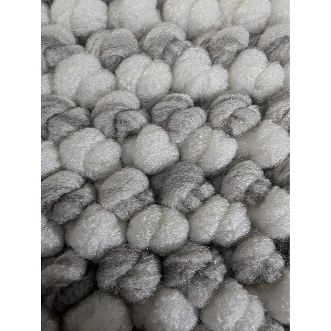 Boucle E6404 Modern Plain Textured Beaded Boucle Pile Soft-Touch Polyester Flatweave White/Grey Rug-Think Rugs-Rug Love - The Most Loved Rug Store