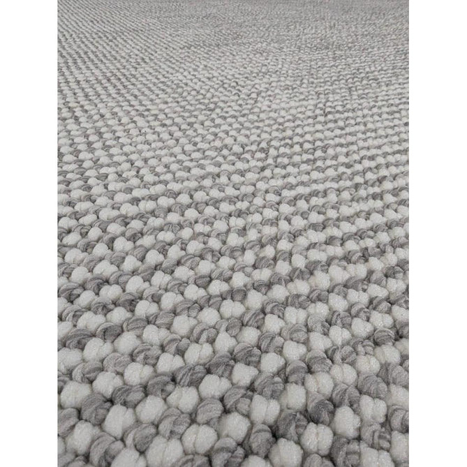 Boucle E6404 Modern Plain Textured Beaded Boucle Pile Soft-Touch Polyester Flatweave White/Grey Rug-Think Rugs-Rug Love - The Most Loved Rug Store