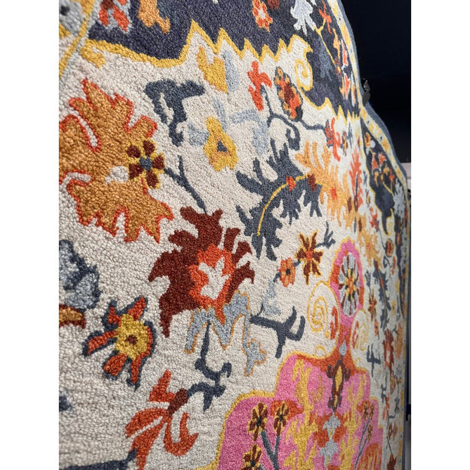 Bronte Traditional Persian Medallion Bordered Hand-Woven Textured Fine Wool Loop Pile Low Profile Short Pile Multicolour Rug-Asiatic Carpets-Rug Love - The Most Loved Rug Store
