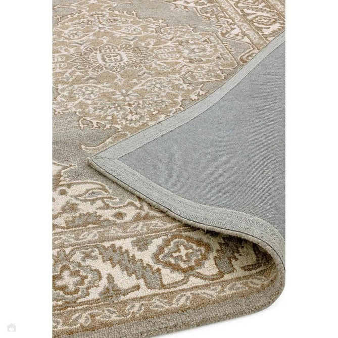 Bronte Traditional Persian Medallion Bordered Hand-Woven Textured Fine Wool Loop Pile Low Profile Short Pile Pile Natural/Beige/Grey Rug-Asiatic Carpets-Rug Love - The Most Loved Rug Store
