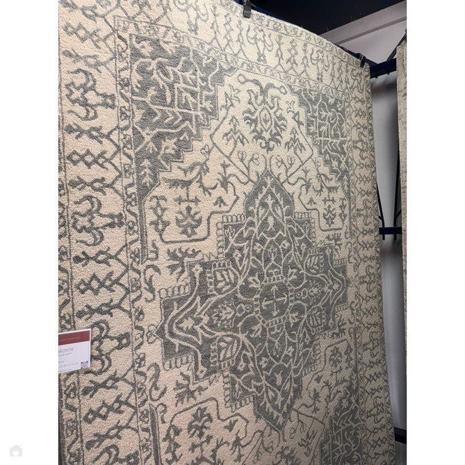 Bronte Traditional Persian Medallion Bordered Hand-Woven Textured Fine Wool Loop Pile Low Profile Short Pile Silver/Grey/Cream Rug-Asiatic Carpets-Rug Love - The Most Loved Rug Store