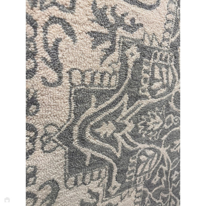 Bronte Traditional Persian Medallion Bordered Hand-Woven Textured Fine Wool Loop Pile Low Profile Short Pile Silver/Grey/Cream Rug-Asiatic Carpets-Rug Love - The Most Loved Rug Store