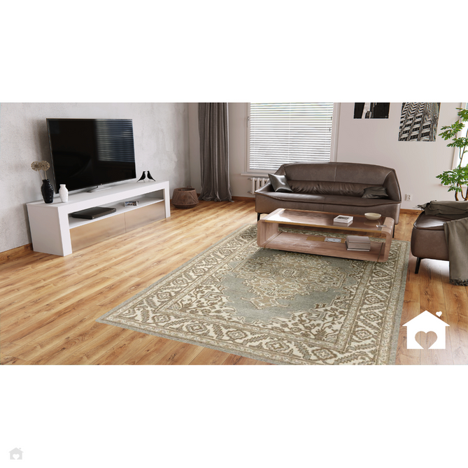 Bronte Traditional Persian Medallion Bordered Hand-Woven Textured Wool Fine Loop Wool Pile Natural/Beige/Grey Rug-Asiatic Carpets-Rug Love - The Most Loved Rug Store
