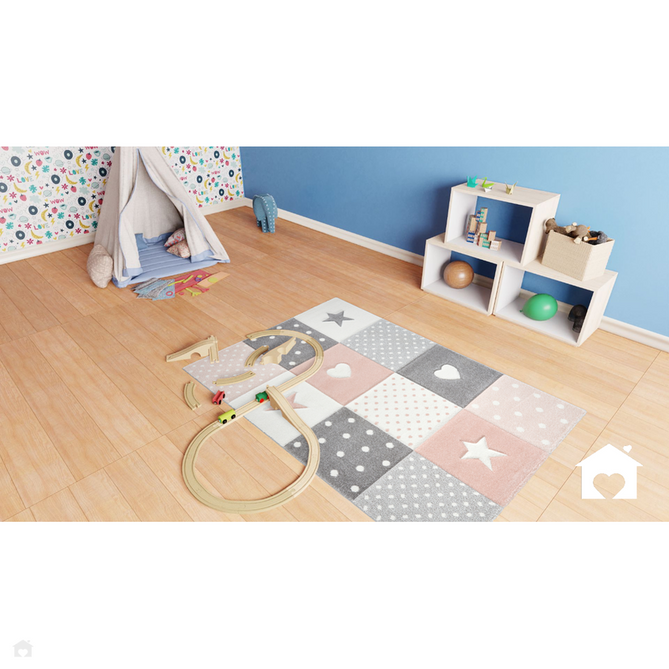 Brooklyn 20339 Kids Patchwork Soft Pink Rug-Think Rugs-Rug Love - The Most Loved Rug Store