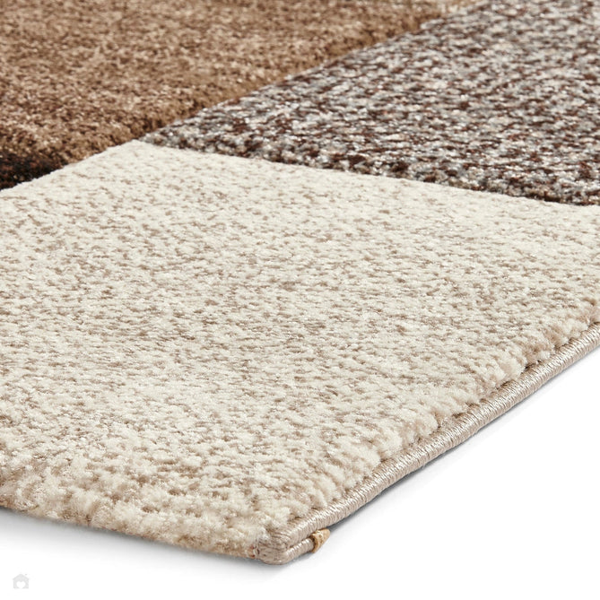 Brooklyn 21830 Modern Geometric Square Patchwork Blocks Soft Carved Durable Short Pile Beige/Grey/Brown Rug-Think Rugs-Rug Love - The Most Loved Rug Store