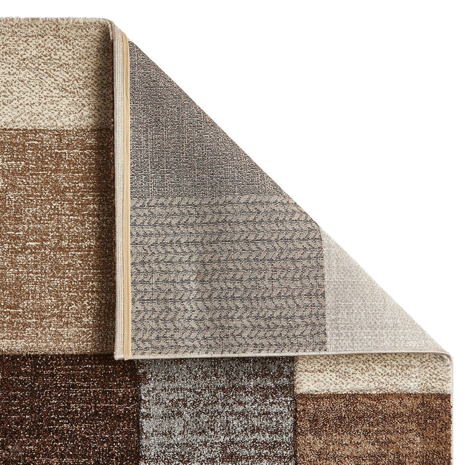 Brooklyn 21830 Modern Geometric Square Patchwork Blocks Soft Carved Durable Short Pile Beige/Grey/Brown Rug-Think Rugs-Rug Love - The Most Loved Rug Store