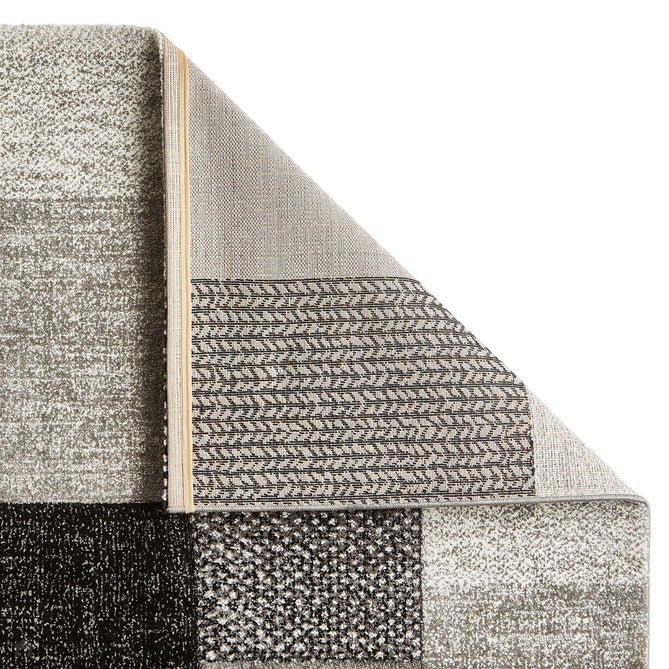 Brooklyn 21830 Modern Geometric Square Patchwork Blocks Soft Carved Durable Short Pile Grey/Black Rug-Think Rugs-Rug Love - The Most Loved Rug Store