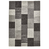 Brooklyn 21830 Modern Geometric Square Patchwork Blocks Soft Carved Durable Short Pile Grey/Black Rug