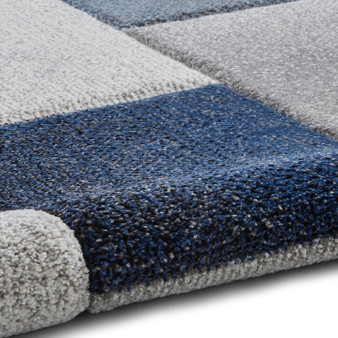 Brooklyn 21830 Modern Geometric Square Patchwork Blocks Soft Carved Durable Short Pile Grey/Blue/Cream Rug-Think Rugs-Rug Love - The Most Loved Rug Store