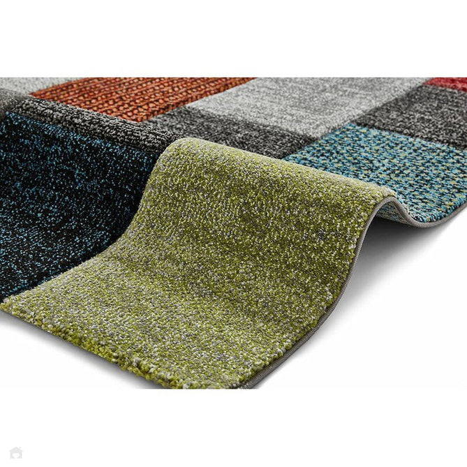 Brooklyn 21830 Modern Geometric Square Patchwork Blocks Soft Carved Durable Short Pile Grey/Multicolour Rug-Think Rugs-Rug Love - The Most Loved Rug Store