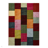 Brooklyn 21830 Modern Geometric Square Patchwork Blocks Soft Carved Durable Short Pile Multicolour Rug
