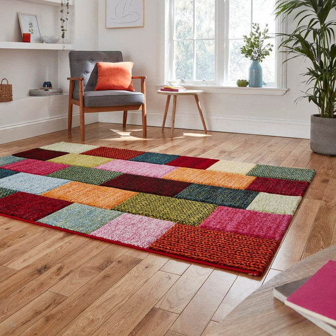 Brooklyn 21830 Modern Geometric Square Patchwork Blocks Soft Carved Durable Short Pile Multicolour Rug-Think Rugs-Rug Love - The Most Loved Rug Store