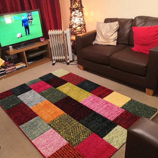 Brooklyn 21830 Modern Geometric Square Patchwork Blocks Soft Carved Durable Short Pile Multicolour Rug-Think Rugs-Rug Love - The Most Loved Rug Store