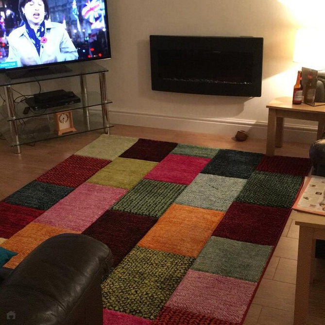 Brooklyn 21830 Modern Geometric Square Patchwork Blocks Soft Carved Durable Short Pile Multicolour Rug-Think Rugs-Rug Love - The Most Loved Rug Store