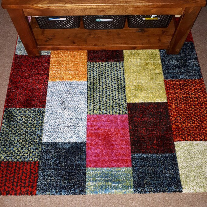 Brooklyn 21830 Modern Geometric Square Patchwork Blocks Soft Carved Durable Short Pile Multicolour Rug-Think Rugs-Rug Love - The Most Loved Rug Store