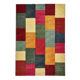 Brooklyn 21830 Modern Geometric Square Patchwork Blocks Soft Carved Durable Short Pile Multicolour Rug