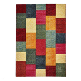 Brooklyn 21830 Modern Geometric Square Patchwork Blocks Soft Hand-Carved Multicolour Rug