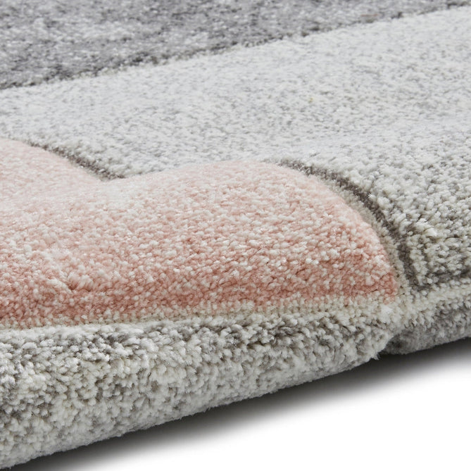 Brooklyn 22192 Modern Geometric Medley Soft Carved Durable Short Pile Grey/Rose Rug-Think Rugs-Rug Love - The Most Loved Rug Store