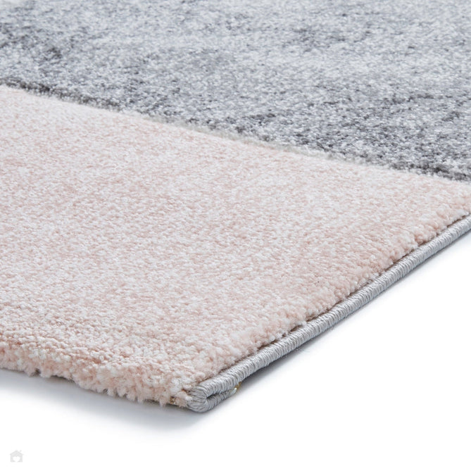Brooklyn 22192 Modern Geometric Medley Soft Carved Durable Short Pile Grey/Rose Rug-Think Rugs-Rug Love - The Most Loved Rug Store